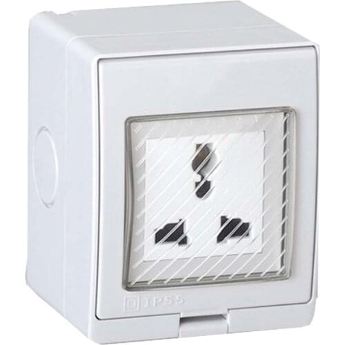 White AU UK EU US Universal Waterproof Wall Socket Kitchen Outdoor Anti-UV Surface mounted Germany France Power Outlet 16A 250V