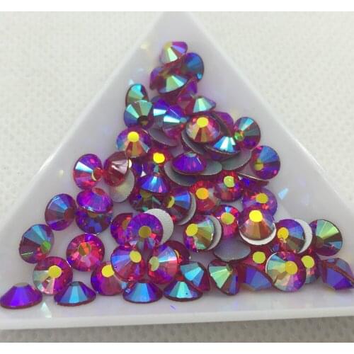 All Sizes Shiny Lt Siam Red AB Color Nail Art Rhinestones SS3,4,5,6,8,10,12,16,20,30 Non hotfix Glue on Flatbacks Glass Crystals