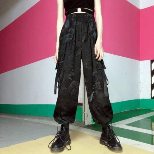 Vintage Chinese Style Pants 2020 Dragon Pattern Harem Trousers Woman Man Causal Solid Clothes Fashion Hip-hop Pants Streetwear