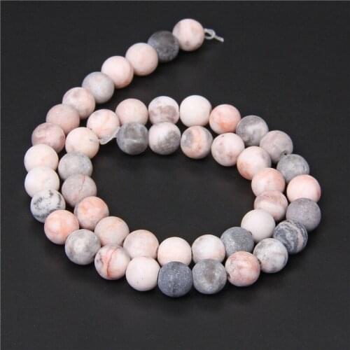 Natural Stone Pink Zebra Jaspers Beads Dull Polish Matte Loose Spacer Beads For Jewelry Making Bracelet 6 8 10 12mm Beads Diy