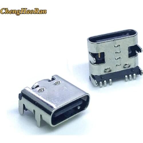 ChengHaoRan 5PCS Type c 6pin usb c usb 3.1 female charge port power jack connector 7.35mm (instead of 16pin)