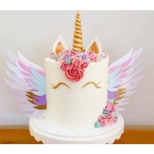 Unicorn Wings Wedding Cake Topper For Decor Mariage Valentines Day Decoration Wing Cake Topper Party Supplies Baking Accessoires