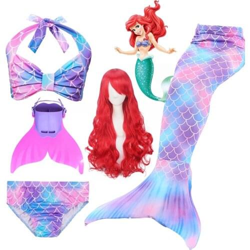 Children Mermaid Tail For Girls Costume Child Little Mermaid Tail For Swimming Swimsuit Cosplay And Monofin Set Zeemeerminstaart