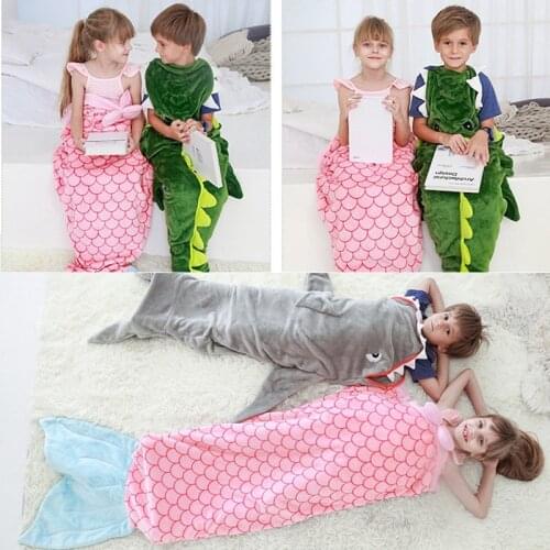 Baby Sleeping Bag Cartoon Children Sleeping Bag For Kids Soft Flannel Boys Shark Blanket Sleeping Bag Sack Toddler Blanket