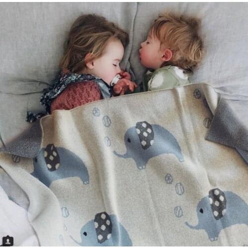 Baby Blanket Elephant Knit Blanket Four Seasons Cotton Wool Blanket Kindergarten Lunch Break Blanket 90*110cm