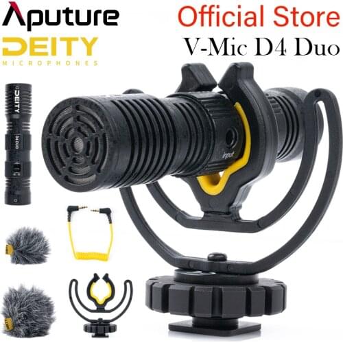 Deity V-Mic D4 Duo Dual Head Capsule Shotgun Microphone Mic TRS 3.5MM Rycote Shockmount for DSLRs Vlog Video Studio Camera