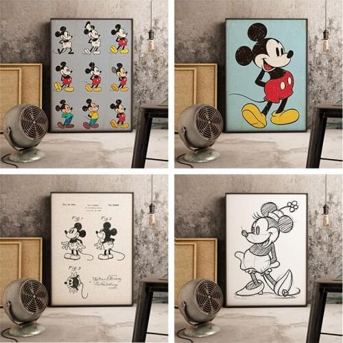 Mickey Mouse Disney Animated Character Canvas Painting Poster and Print Wall Art Picture for Living Room Home Decor No Frame