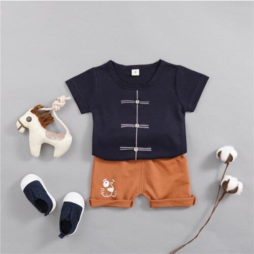 Infant Clothes Sets Baby Boys Clothing Sets Summer Cotton Button Printeed T Shirt Shorts Children Kids Casual Sports Clothes