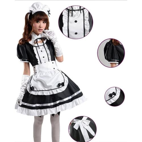 Anime Maid Dress Women Costume Black Blue Red Green Purple Girls Maid Cosplay Suit Kawaii Cute