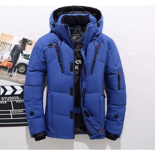 Mens White Duck Down Jacket Warm Hooded Thick Puffer Jacket Coat Male Casual High Quality Overcoat Thermal Winter Parka Men