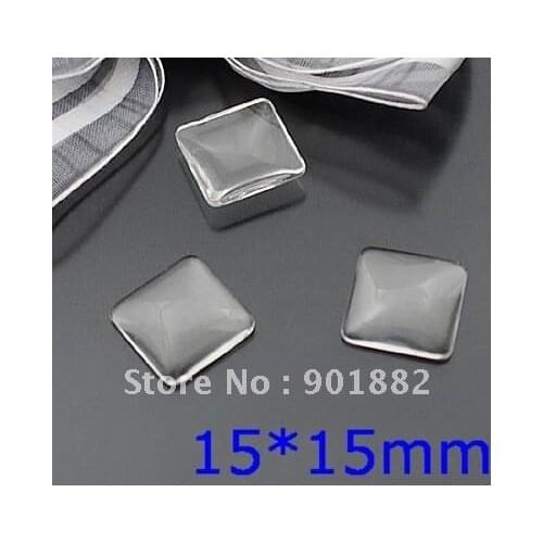 100pcs15*15mm clear domed magnifying square glass cabochons, photo jewelry pendant inserts available to Make Pendants,Jewelry