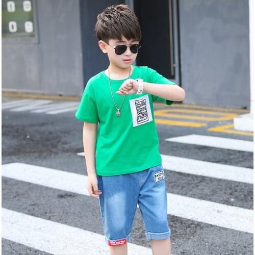 Boys' Summer Suit 2021 New Childrens Two Piece Summer Short Sleeve Suit