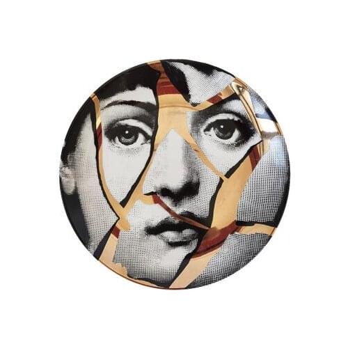 8 Inch Fashion Gold Plates Home Decoration Plate Decorative Wall Hanging Hook Dishes Art Bone China Plate Home Decoration