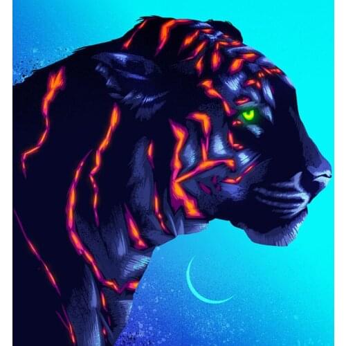 5D DIY Poured Glue Diamond Painting Kits Scalloped Edge Colorful Abstract Animals Home Wall Decoration Unique Handcraft Gift Art