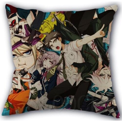 Custom Danganronpa Anime Boy Girls Pillowcase Polyester Fabric Zipper Pillowcase Wedding Decorative Pillow Cover Drop Shipping