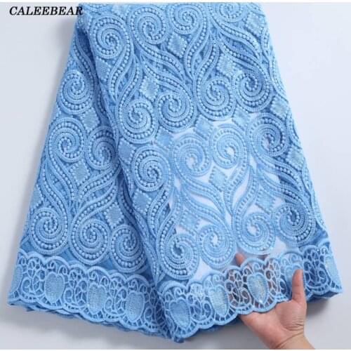 Sky Blue French Lace Fabric With Sequins Embroidered African Lace Fabric Soft Milk Silk Laces Materials For Wedding Dress S2252