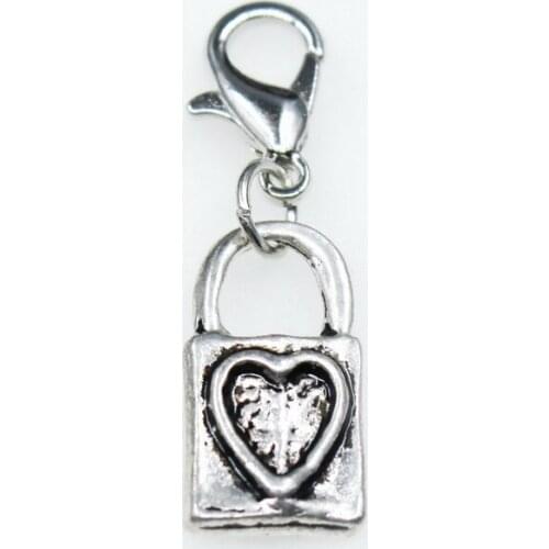 Heart Lock Key 10pcs/lot Dangle Charms Lobster Clasp DIY Bracelet Necklace Pendants Jewelry Hanging Charms