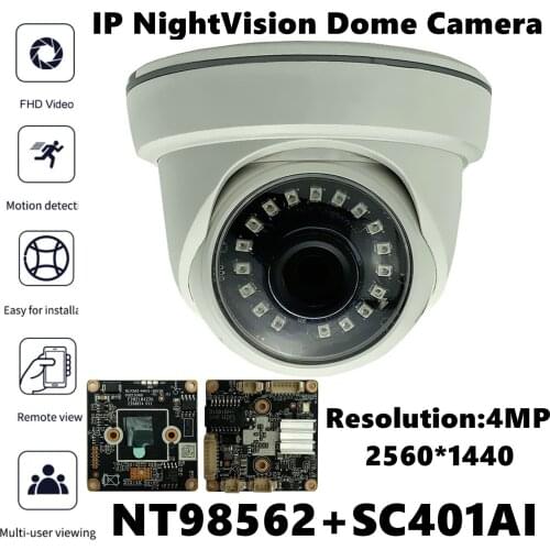 NT98562+SC401AI IP Indoor Ceiling Dome Camera 4MP 2560*1440 18 LEDs IRC VMS XMEYE ONVIF Low illumination Radiator P2P RTSP