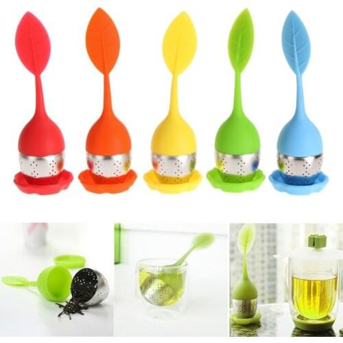Practical Silicone Leaf Tea Infuser Reusable Tea Strainer With Bottle Teapot Tea Cup 3 Set Tea Strainer & Steeper Kitchen Tools