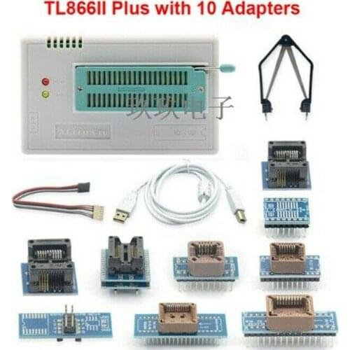 XGecu TL866II PLUS Programmer for SPI Flash NAND EPROM MCU PIC AVR +10 adapters