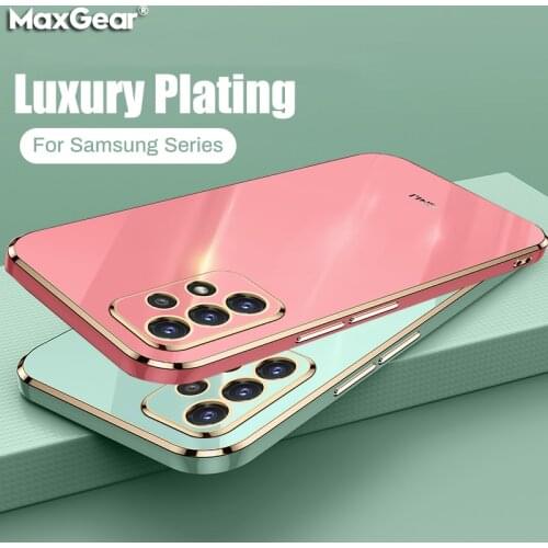 Luxury Square Plating Mirror Phone Case On For Samsung Galaxy A22 A32 4G A52 A72 A82 5G Soft Silicone Shockproof Back Cover