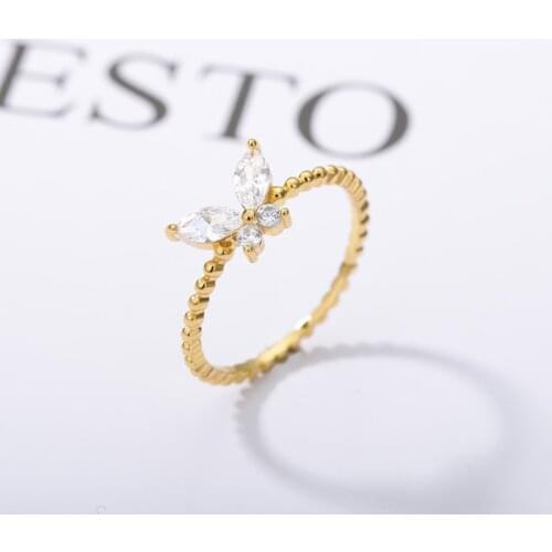 Design Fashion Jewelry Opening High-grade Copper Inlaid Zircon Butterfly Rings Luxury Shiny Party Ring For Women Christmas Gift