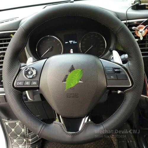 DIY for Mitsubishi Outlander 2016 2017 2018 2019 2020 hand-stitched leather car steering wheel cover Automotive interior
