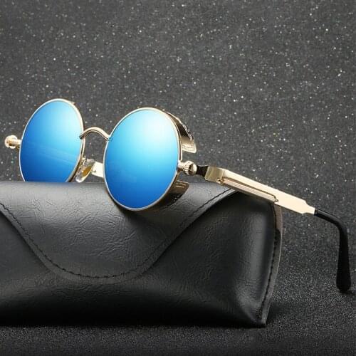 New Retro Round Steam Punk Sunglasses Men/Women Brand Designer Small Circle Sun Glasses Vintage Metal Frame Driving Eyewear