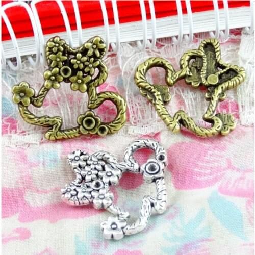 20Pcs 25*22.8MM Flower Charms Vintage Antique Bronze Plated Flowers Pendant For Bracelet Earring Necklace Diy Jewelry Making