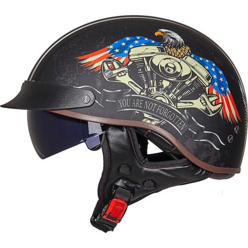 Retro Vintage Motorcycle Helmet Men Summer Moto Helmet Open Face Scooter Biker Motorbike Racing Riding Helmet DOT Certification