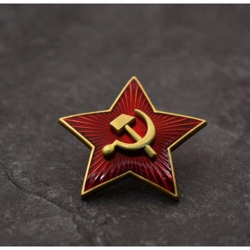 Top Quality 1PC Soviet Union USSR CCCP Badges Russia Red Army Crest Little Red Star Sickle and Axe Three-Dimensional Medals
