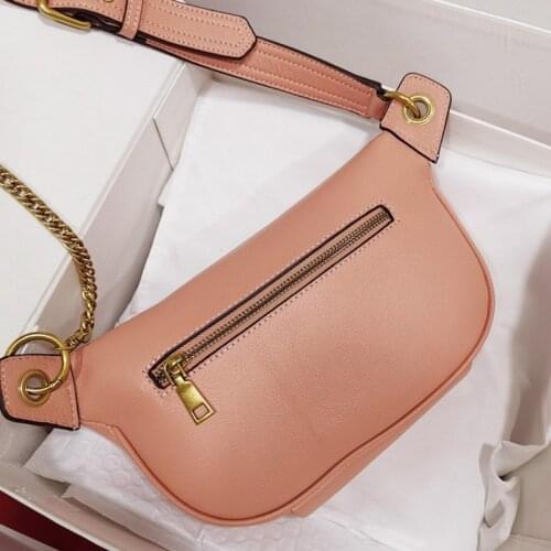 Women Handbag Genuine Leather Chain Single Crossbody Chest Bag Quality Cowhide Small Bags Fashion Female Summer Messenger Bag