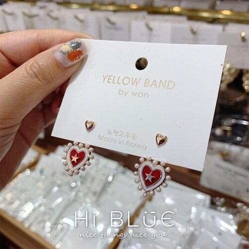 Vintage sweet imitation pearl peach heart earrings with versatile temperament creative gift statement earrings for women