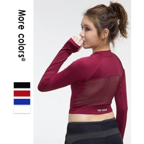 Women Sport Top Fitness Women Sport Yoga Shirt Long Sleeve Thumb Hole Yoga Crop Top Breathable Running T-shirt Sportswear