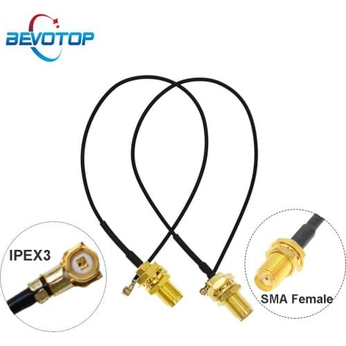 10pcs 3rd Generation uFL/u.FL/IPX/IPEX3 Female to SMA Female Jack WIFI/GSM/3G/GPS Antenna Extension Cable RF0.81 Jumper Pigtail