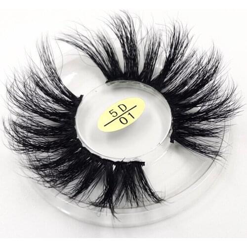 25mm 5D 01 Long Fluffy Real Mink Lashes Natural Strip False 6D Eyelashes Volume Fake 3D Mink Lashes Makeup Extension Eyelash