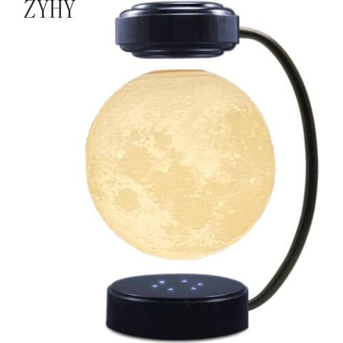 3D Magnetic Levitating Moon Lamp LED Night Light Rotating Wireless Three Colors Floating Lamp For Bedroom Novelty Christmas Gift