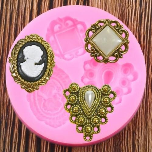 3D Jewelry Mirror Frame Silicone Mold Wedding Fondant Cake Decorating Tools Candy Chocolate Mould Polymer Clay Resin Soap Molds