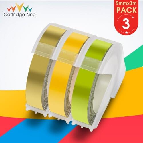 3PK Plastic PVC Embossing Labeling Tapes 9mm for DYMO 3D Effect Label Maker Compatible for 1880 12965 Motex E-202 Label Printer