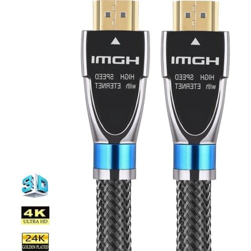 4K 8K HDMI Cable V2.0 2.1 Golden Zinc Alloy Connection For UHD FHD 3D Xbox PS3 PS4 TV PC ProjectorAudio Video HDMI Wire Cord 1m