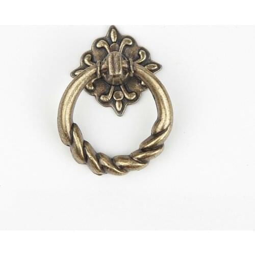 8Pcs Vintage Alloy Cabinet Handles Furniture Knobs Kitchen Drawer Cupboard Chinese Ring Pull Bronze Tone