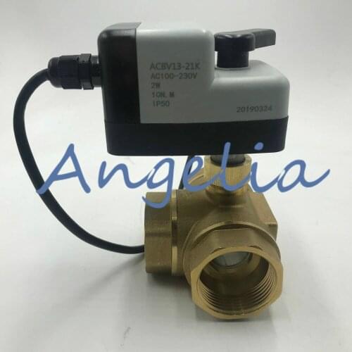 AC110-220V (Universal) G11/2" BSP DN40 Brass 3 Way Manual and Automatic Motorized Ball Valve Electrical Actuator Normally Closed