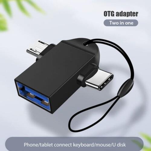 2 in 1 OTG Adapter USB 3.0 Female To Micro USB Male and USB C Male Connector Aluminum Alloy on The Go Converter Portable mini
