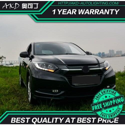 AKD tuning cars Headlight For Honda HRV HR-V Vezel Headlights LED DRL Running lights Bi-Xenon Beam Fog lights angel eyes Auto