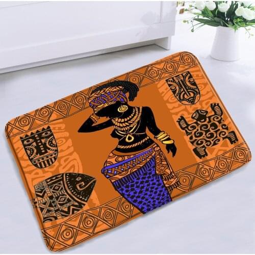 African Girl Bathroom Mat Pretty Woman Exotic Ethnic Style Non-slip Absorbent Home Decor Rugs Washable Bath Outdoor Aisle Carpet