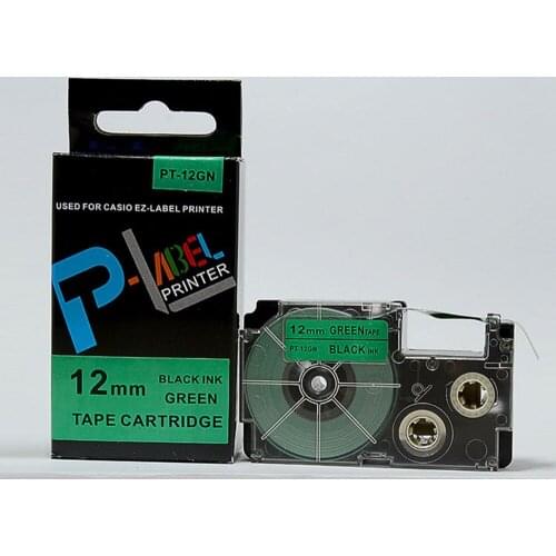 Free shipping 5PK compatible kl tape cartridge 12mm XR-12GN for EZ-label printers KL-60, KL-780, KL-120, etc