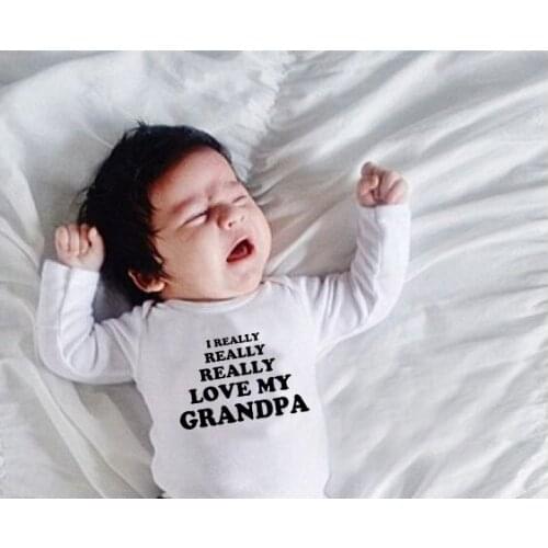 I Really Really Love My Grandpa Letter Infant Body Long Sleeve Clothing Baby Boy Girl Bodysuits Jumpsuit Kids Onesie Wear