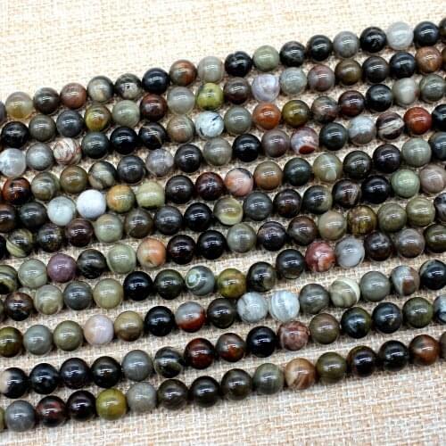 Natural Wooden Petrified Stone Loose Beads For Jewelry Making 4/6/8/10/12mm Pick Size 15inches DIY Bracelet