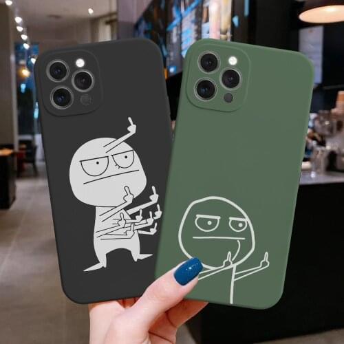 Funny Man Phone Case For iPhone 12 7 8 Plus X XR XS Max Middle Finger Cases For iPhone 11 Pro Max Soft Silicone Back Case Cover