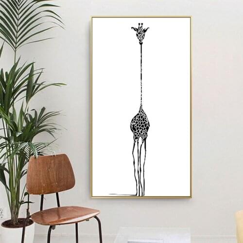 Black White Abstract Giraffe Wall Picture Canvas Paintings No framed Nordic Minimalist Animal Pop Art Print Poster Hippie